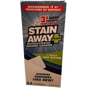 STAIN-AWAY PLUS Antibacterial DENTURE CLEANSER 8.4 OZ. 5 Minute Fast Action